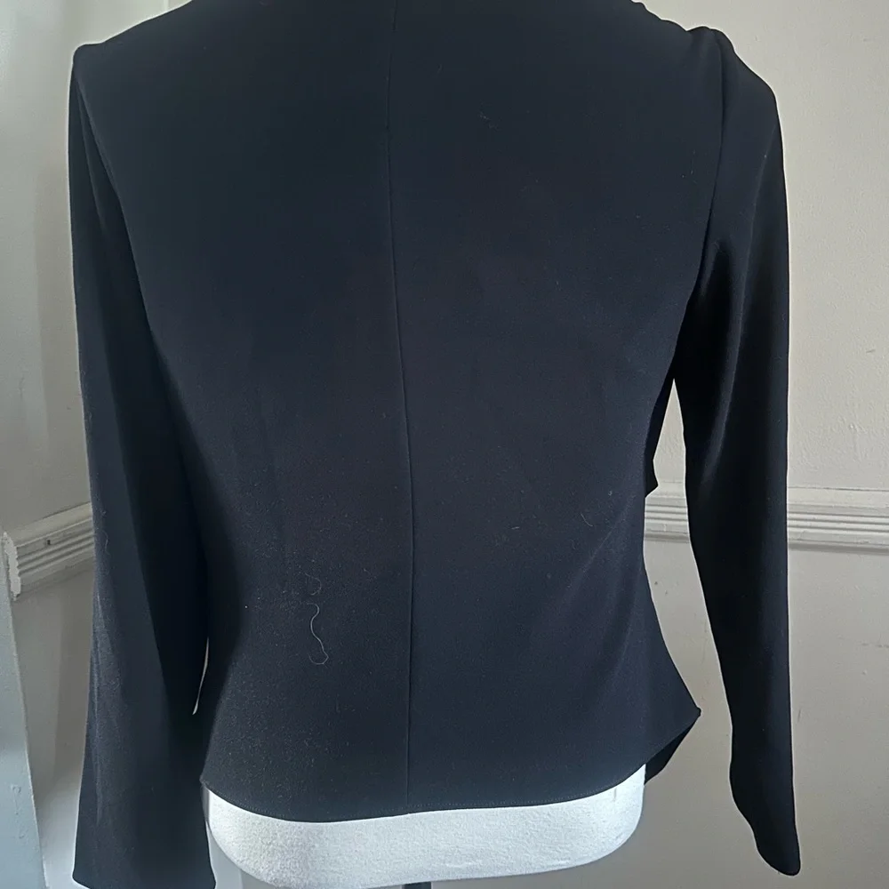 Zara Black Boatneck Draped Asymmetric Hem Long Sleeve Blouse - Picture 2 of 7
